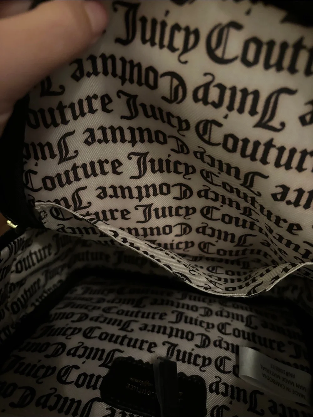 Juicy Couture Black Floral Mini Backpack with Pink Roses